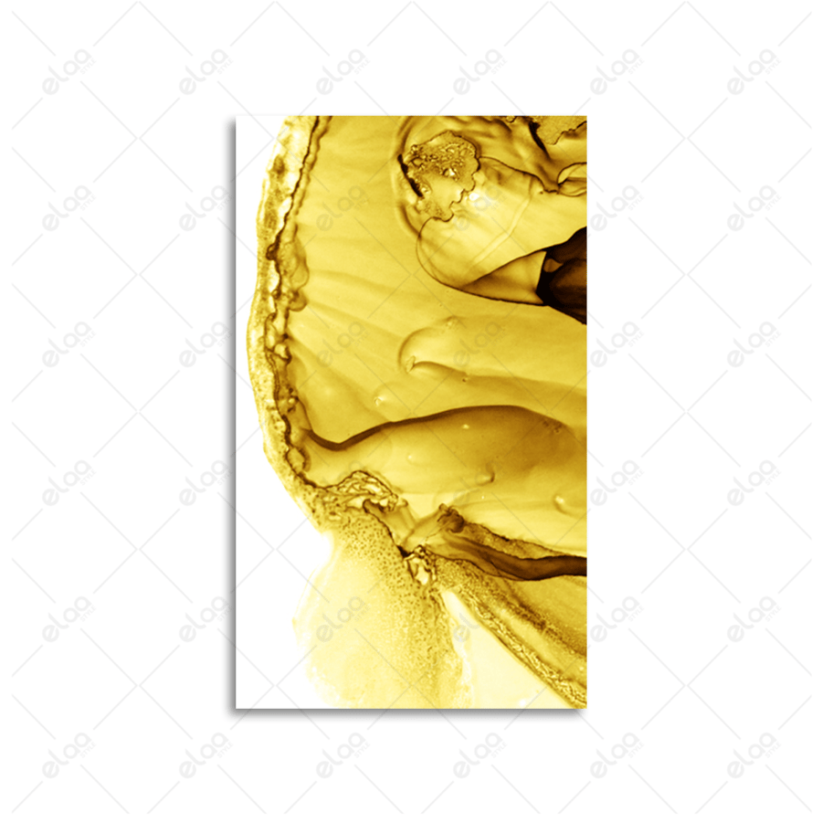 Abstract art paintings with liquid gold color