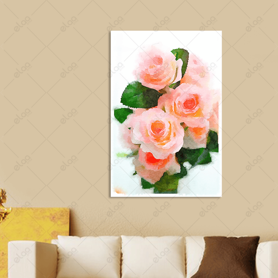 لوحة فن تجريدي الورود الوردية