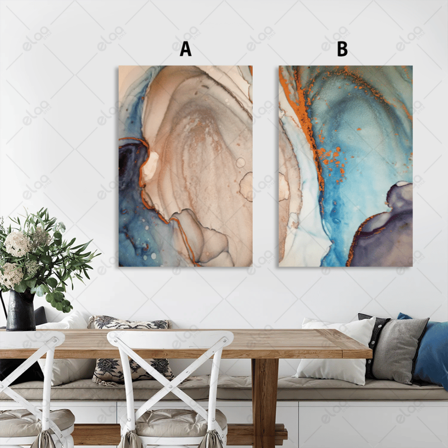 Multiple colorful abstract art paintings with watercolor