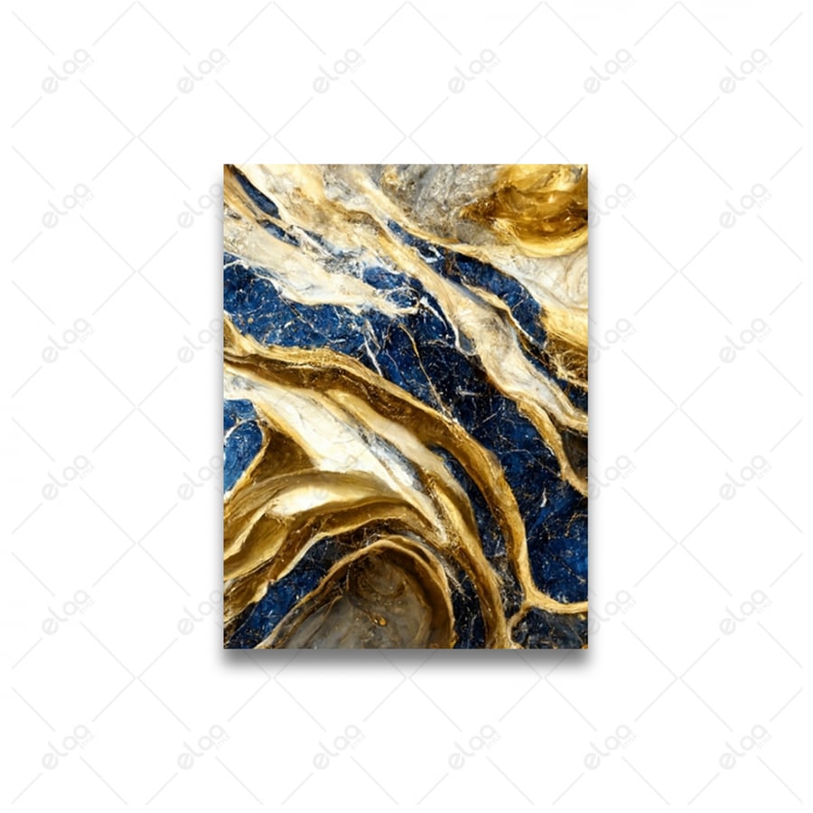 Abstract art paintings in shades of gold and blue