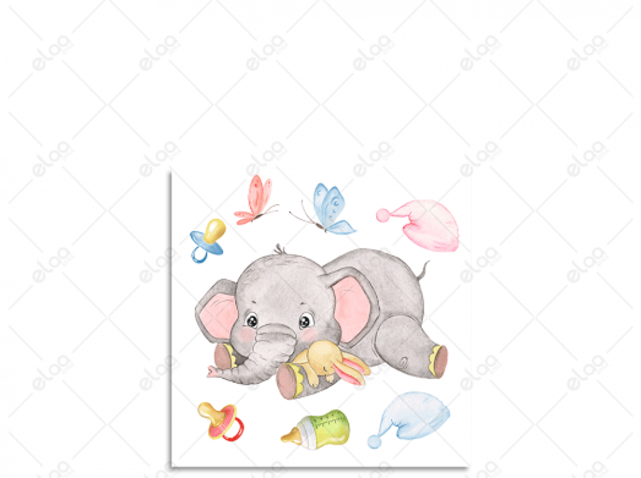A artistic painting drawn with watercolor for an elephant