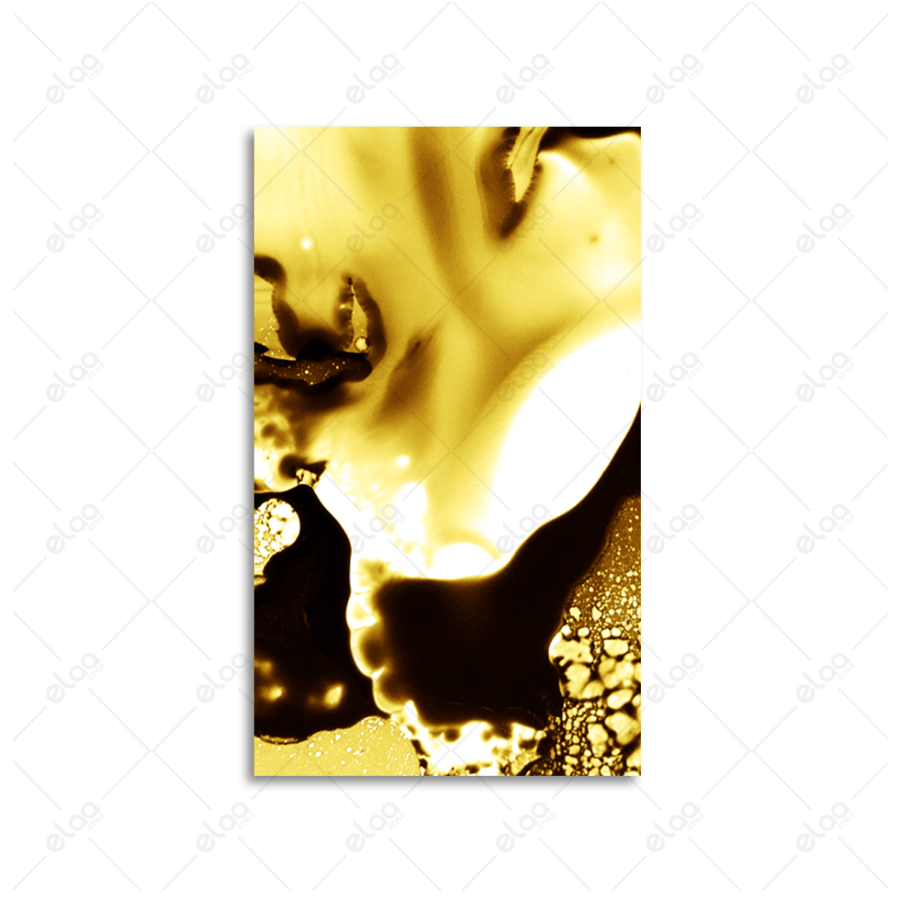 Abstract art paintings with liquid gold color