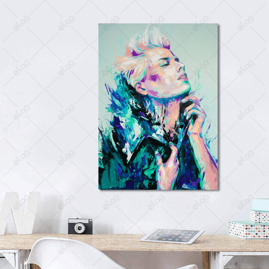 Abstract art painting of a woman
