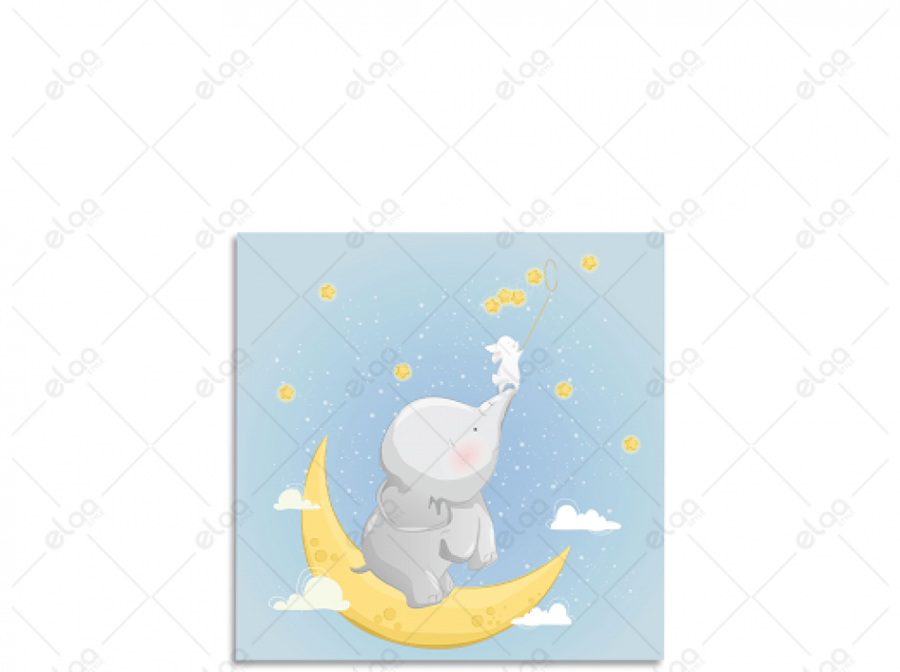 A painting of an elephant on the moon