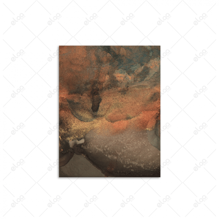 Abstract art paintings in gold and brown