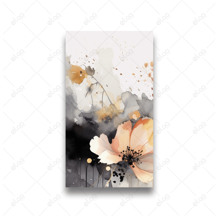 Abstract art paintings of black and gold flowers