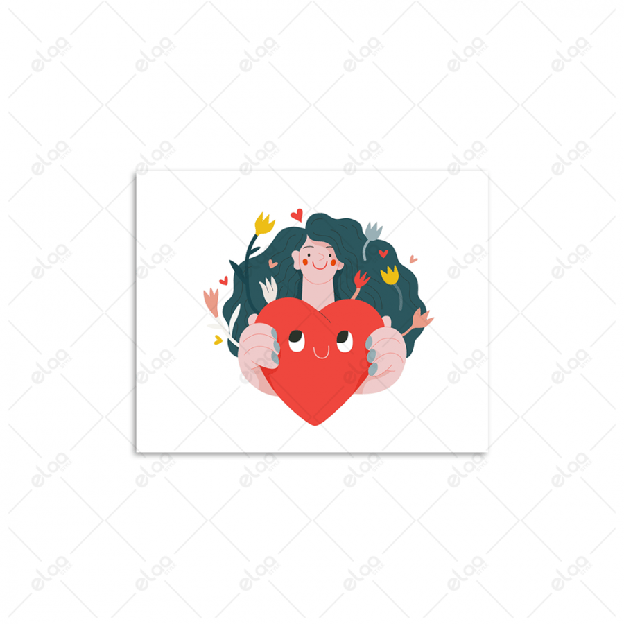 A artistic painting of a woman giving the heart