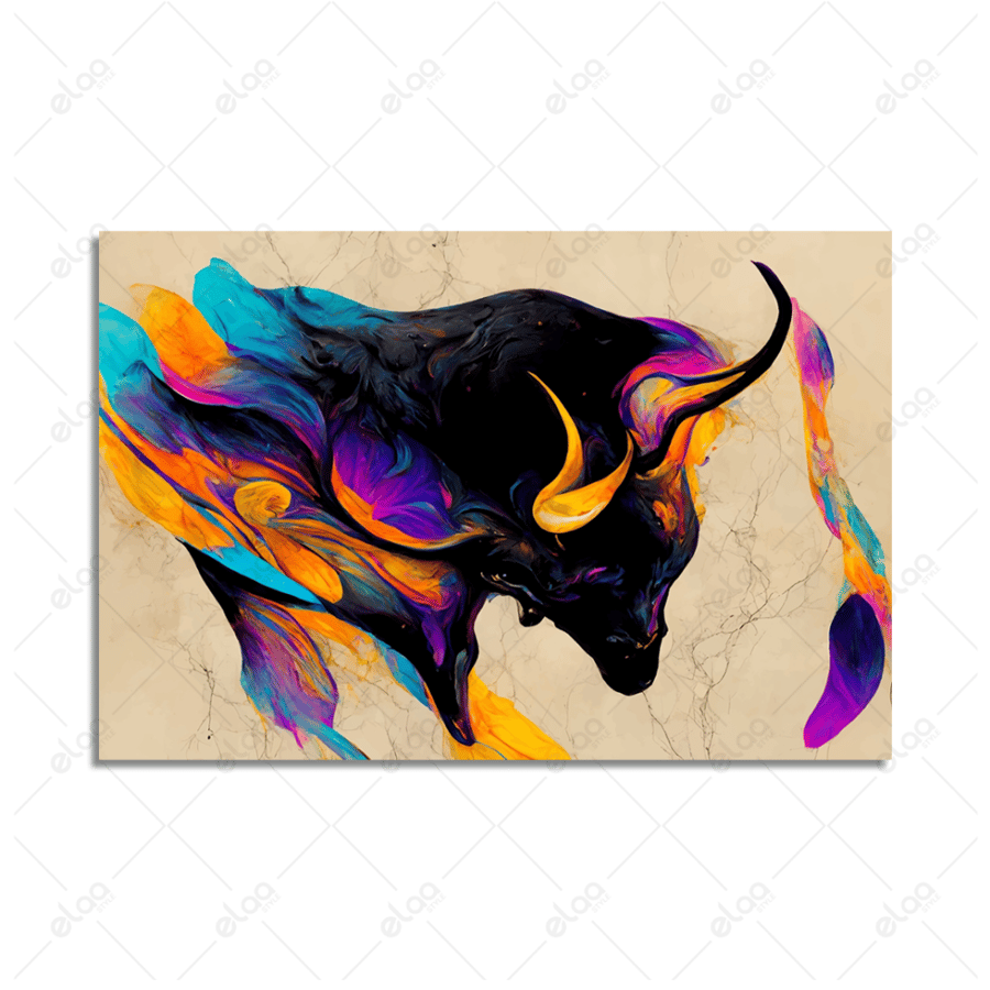 Colorful abstract art painting of the bull