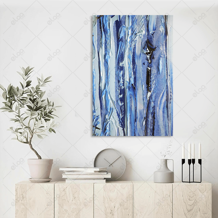 Abstract art painting in navy blue
