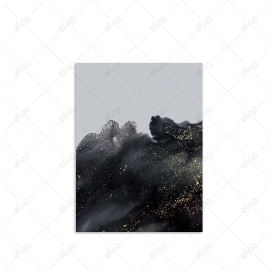 Abstract art paintings in silver, black, and gold colors