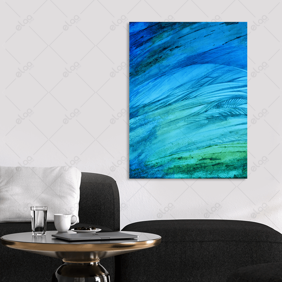 Abstract art painting in blue