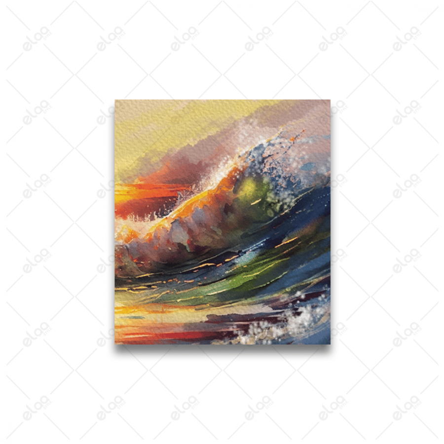 Abstract art paintings of the beautiful sunset over the ocean