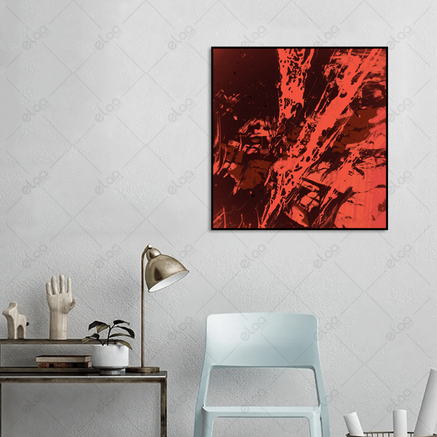 Abstract art painting in shades of red
