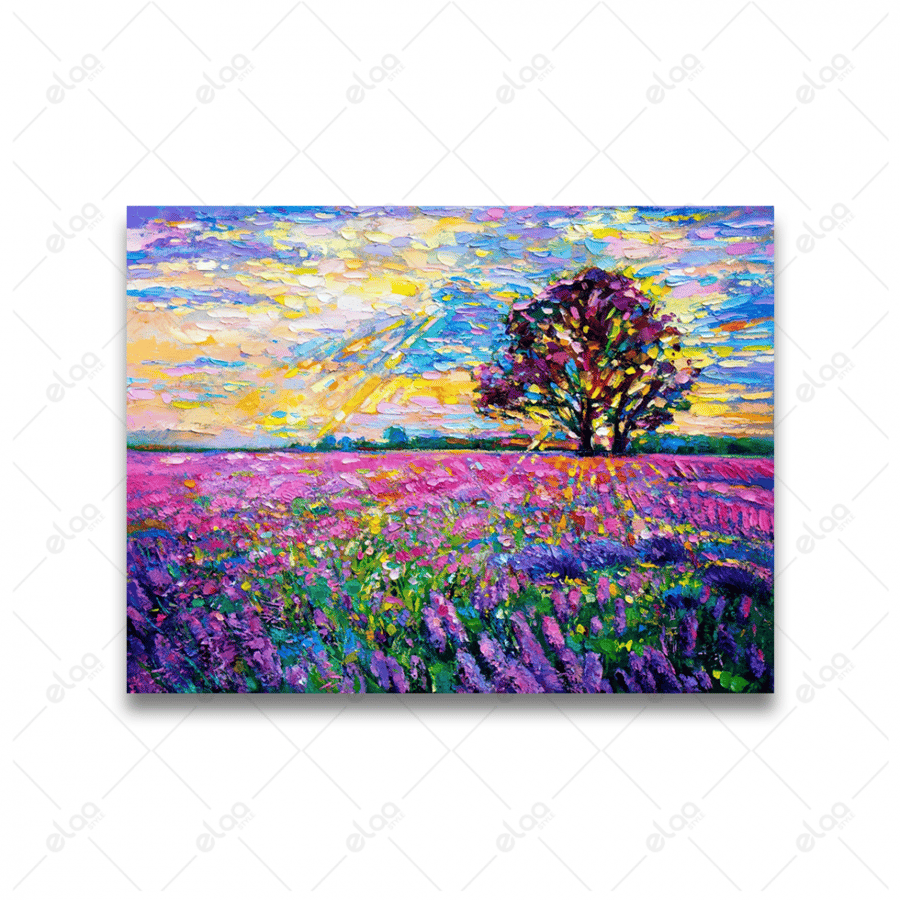 Abstract art painting of the lavender field
