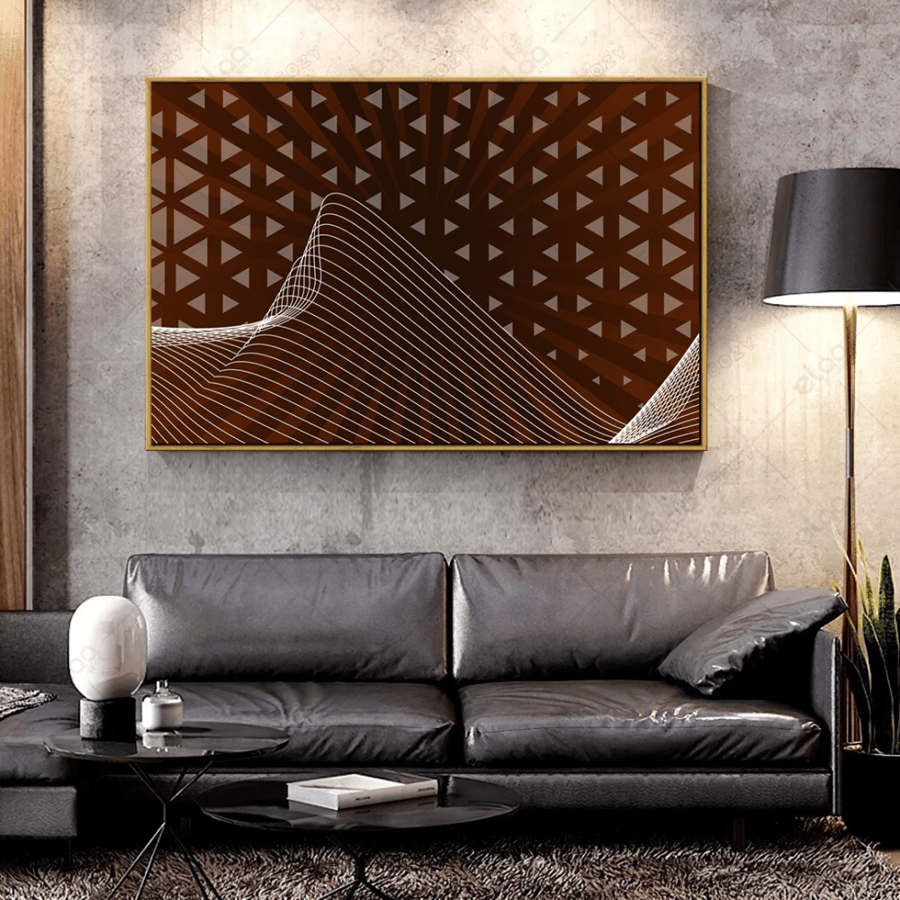 Abstract art painting in brown and white