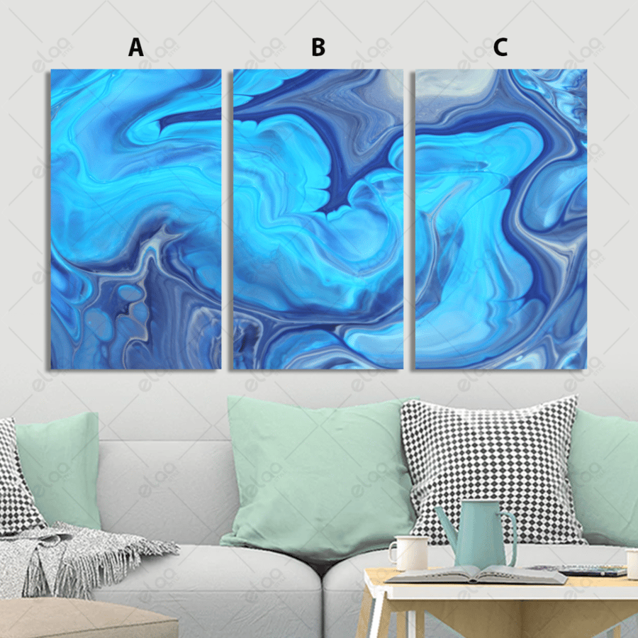 Abstract art paintings, blue sea waves fabric