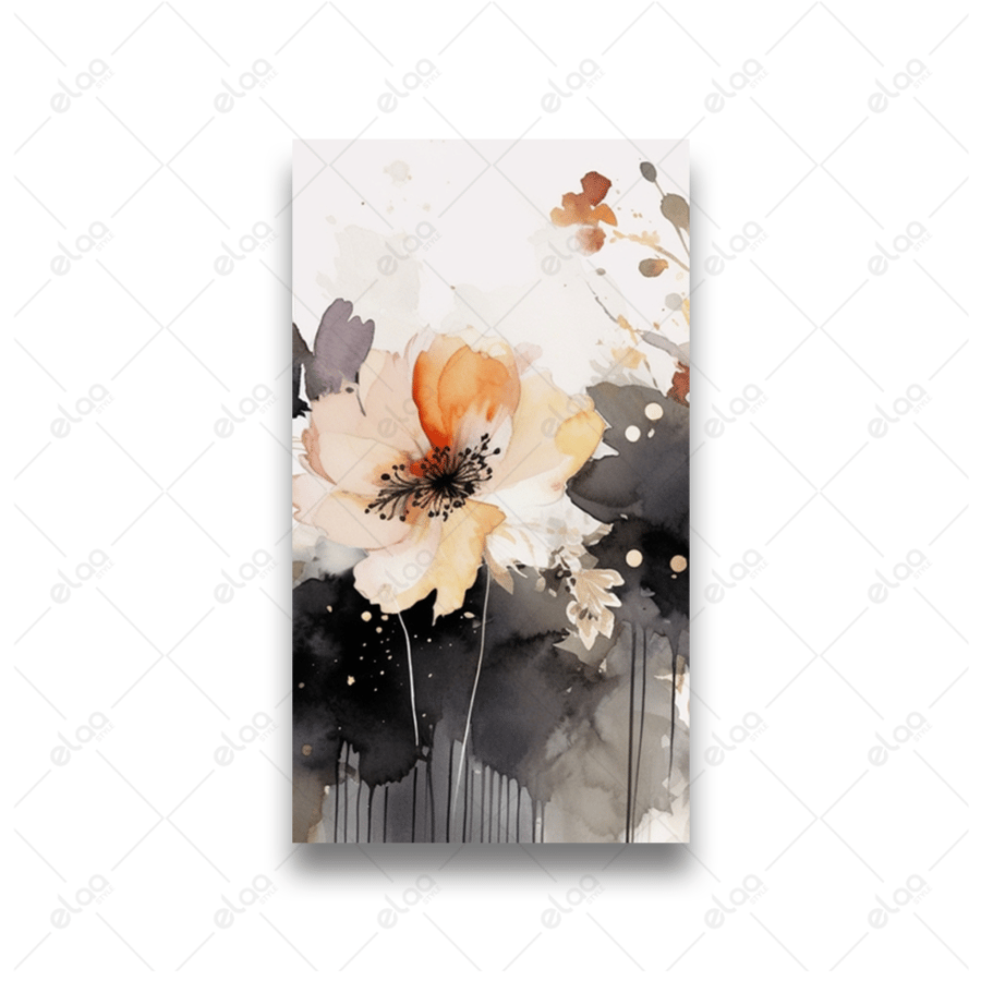 Abstract art paintings of black and gold flowers