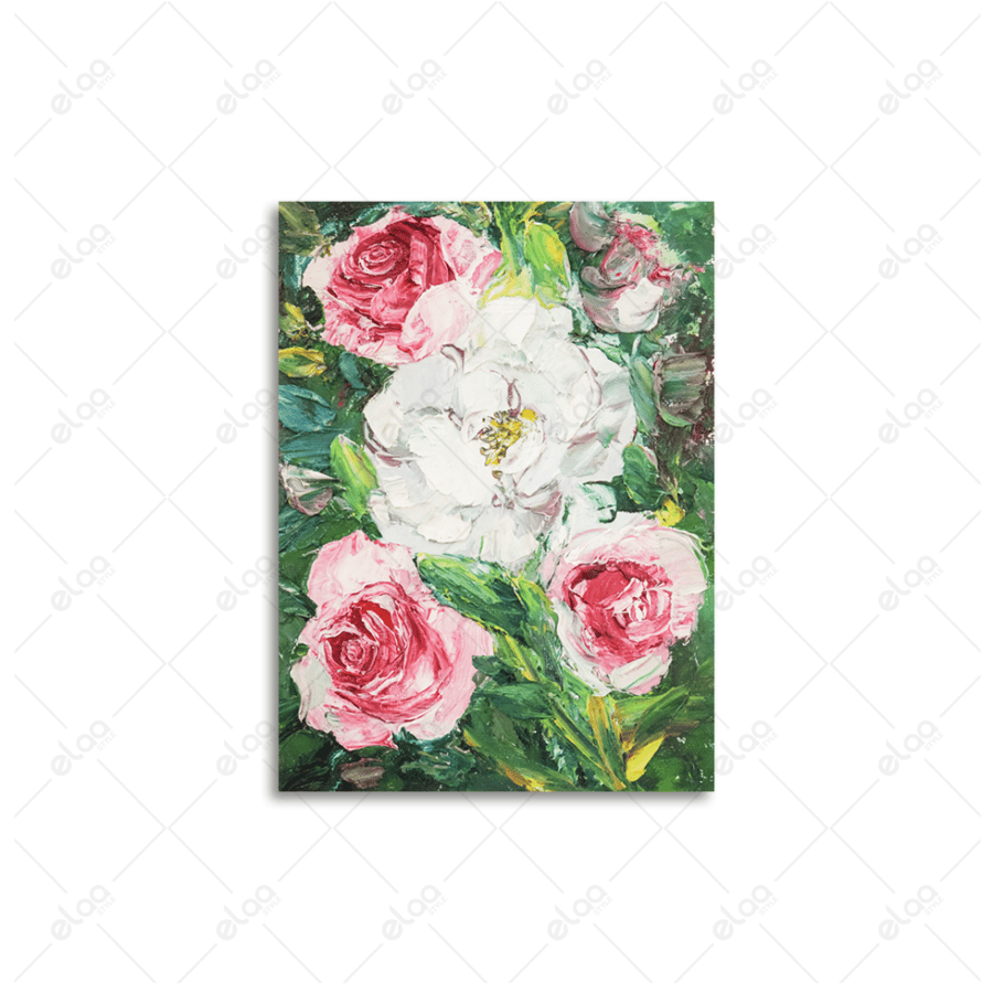 Abstract art painting of summer flowers
