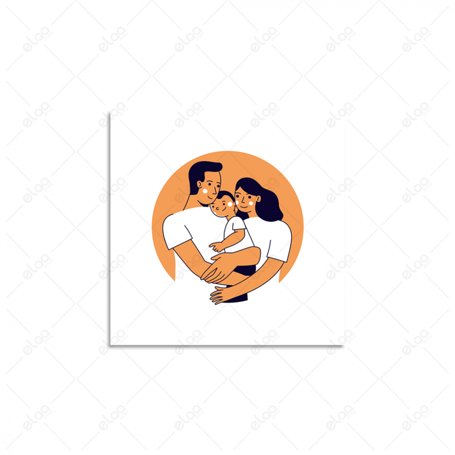 لوحة فنية لأسرة وطفلها