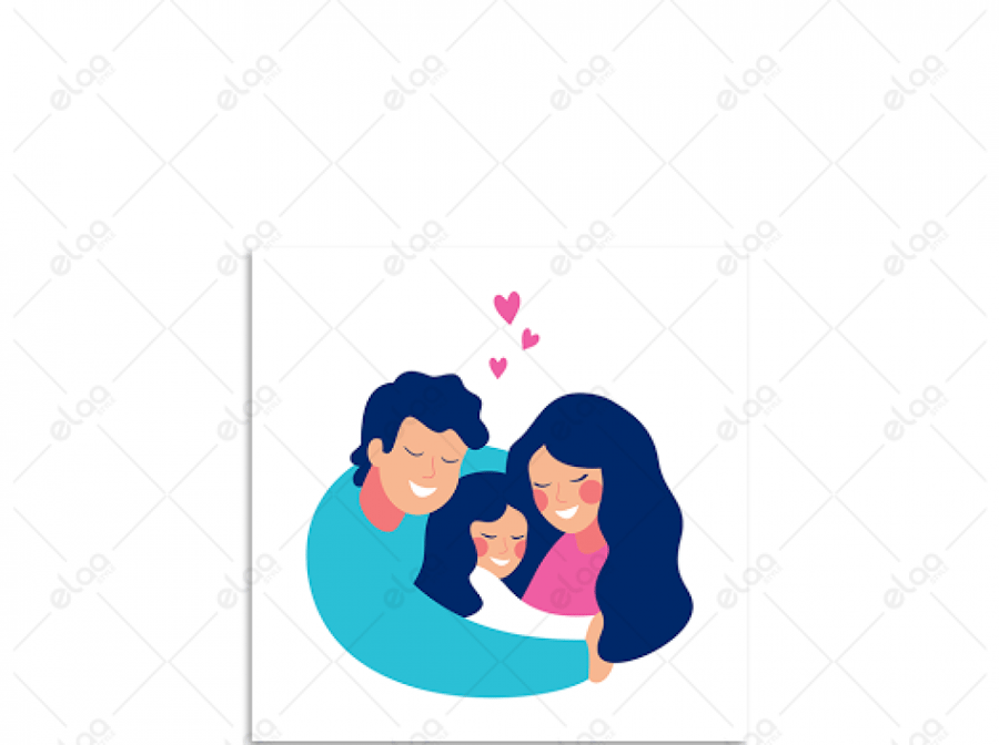 A family artistic painting carrying their child
