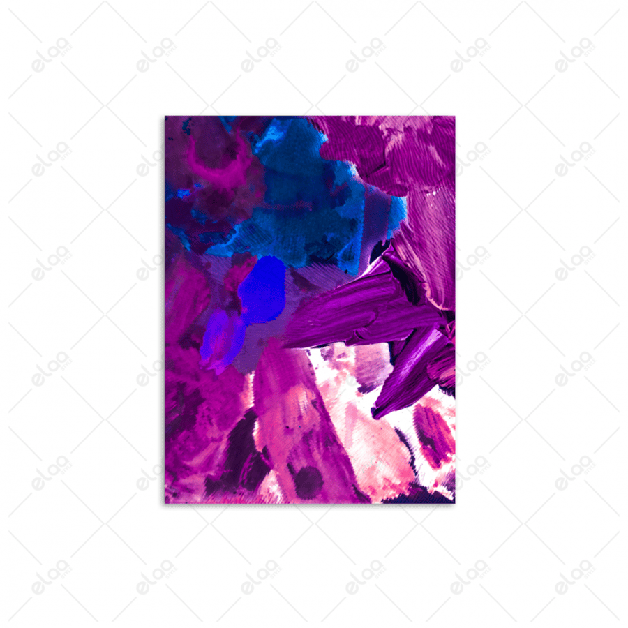Abstract art paintings in shades of purple and blue