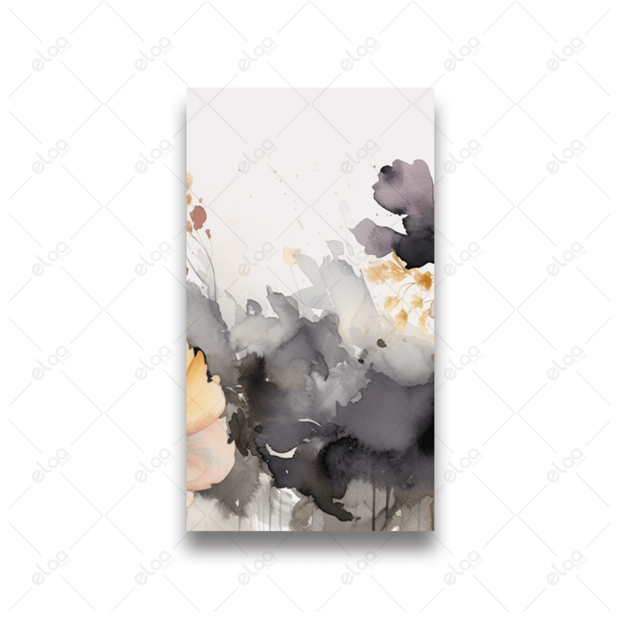 Abstract art paintings of black and gold flowers