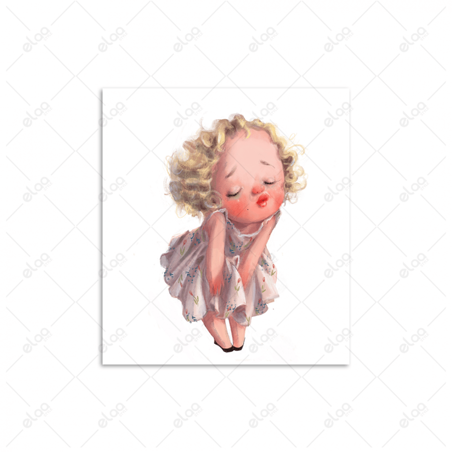 A artistic painting of a girl drawn with watercolors