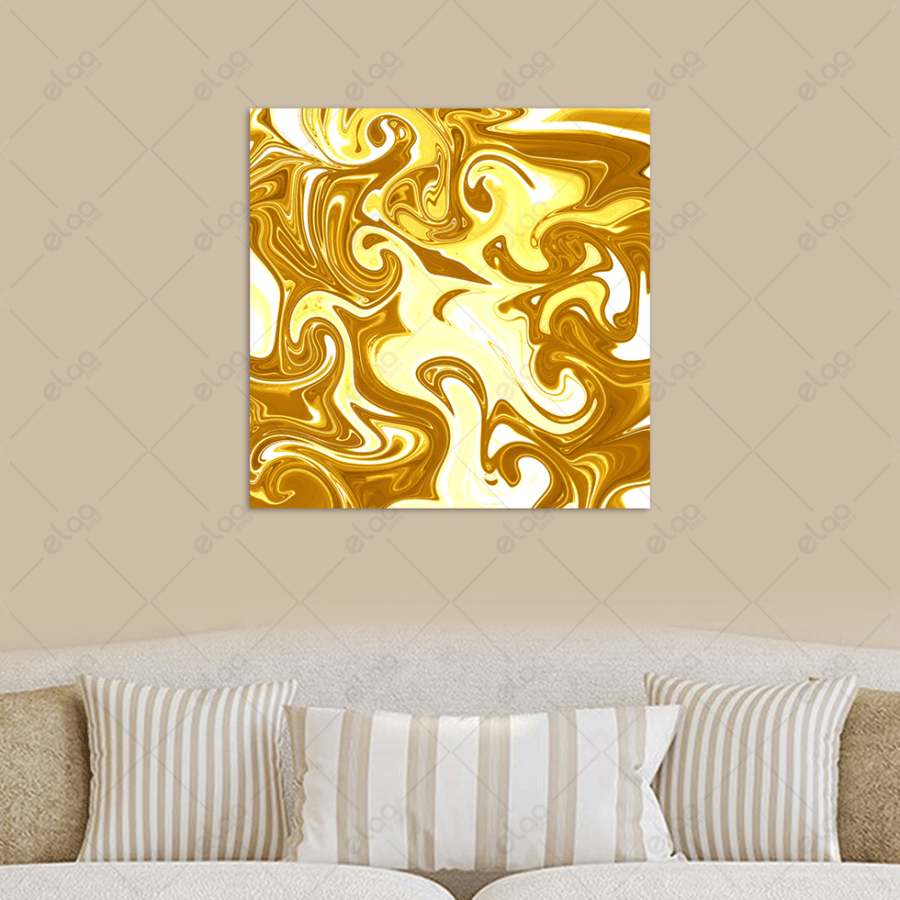 Abstract art painting with watercolors and gold