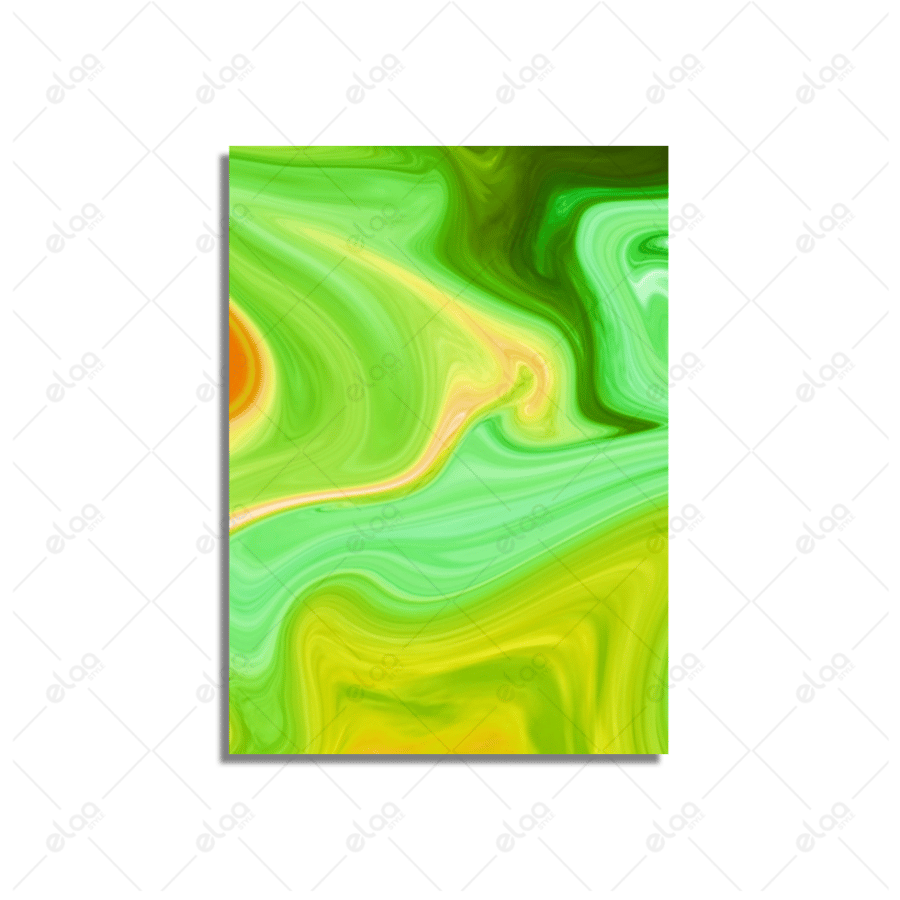 Abstract art paintings in green and yellow