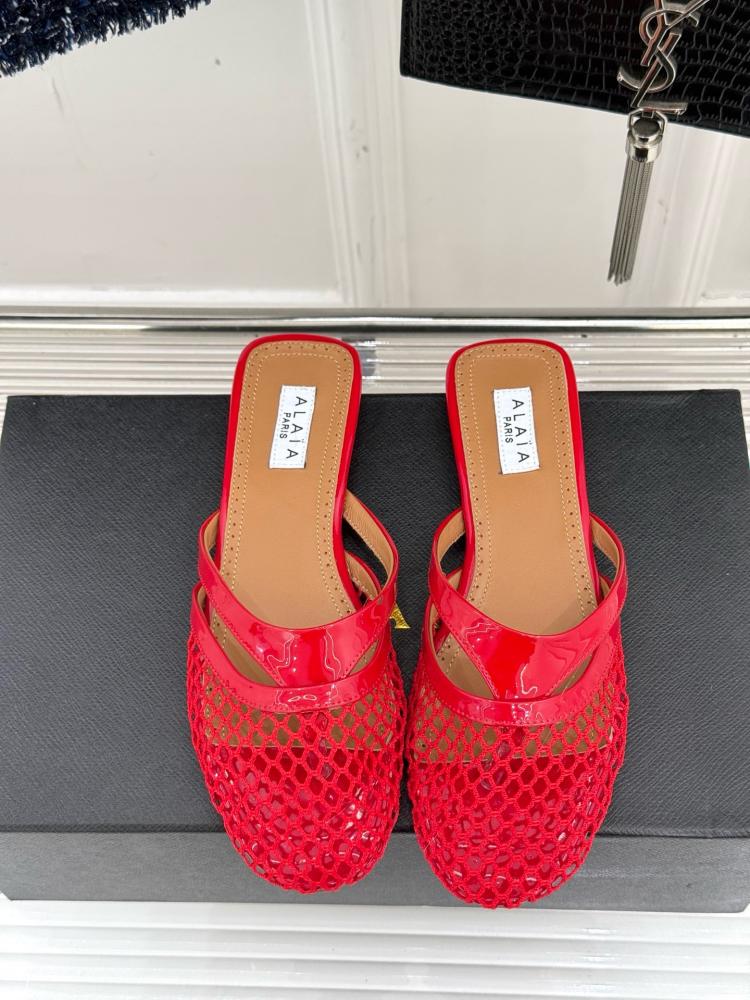 ALAÏA Infradito Fishnet Flat Mules