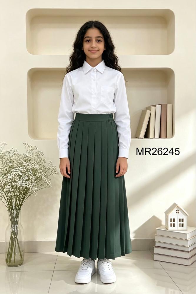 تنورة زيتية مقلمة MR26245 - خضراء داكنة، مقاسات 32-50