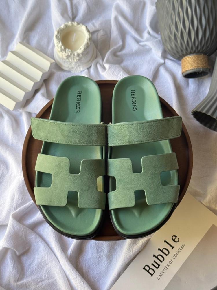 Hermès Green Suede Sandals