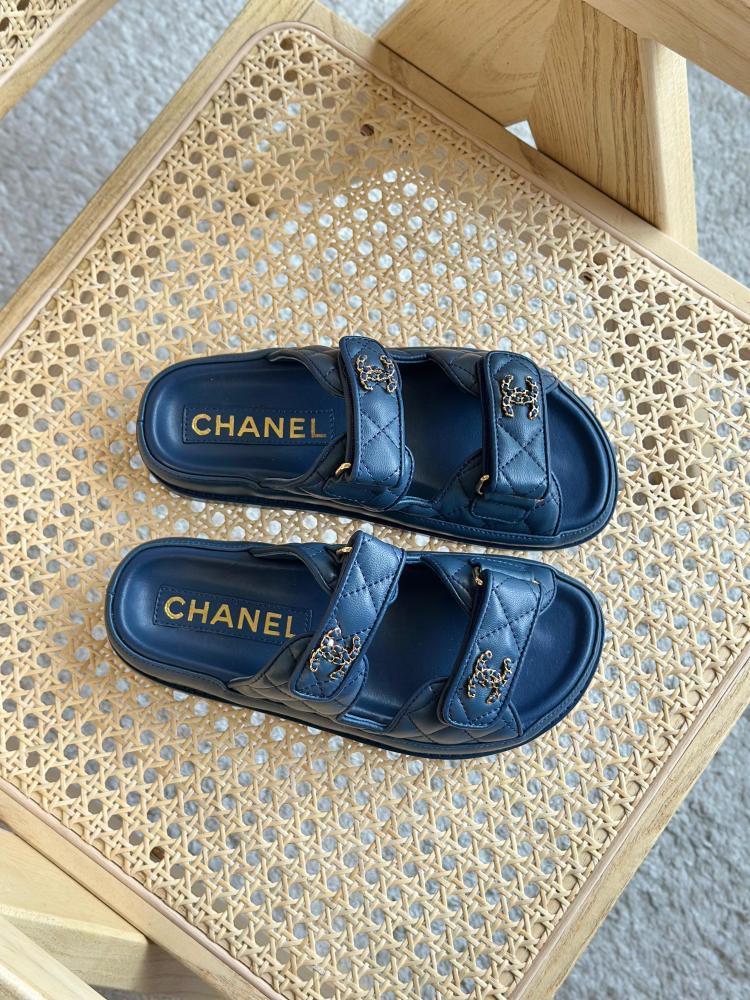 Chanel Quilted Slides Double Strap