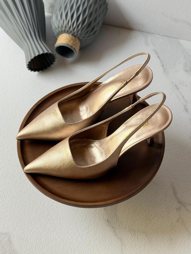PRADA Metallic Slingback Heels