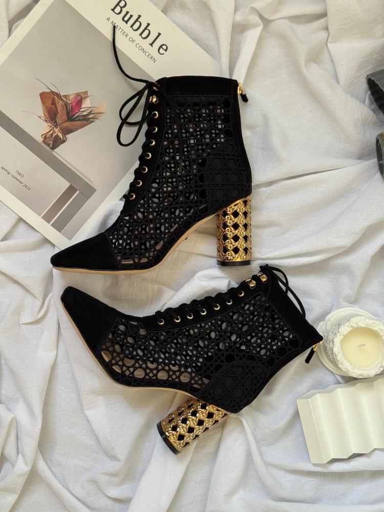Dior Mesh Ankle Boots with Gold Heel
