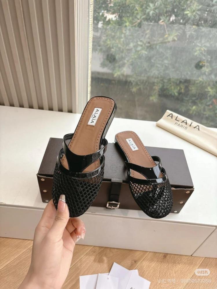 Alaïa Fishnet Mule Flats