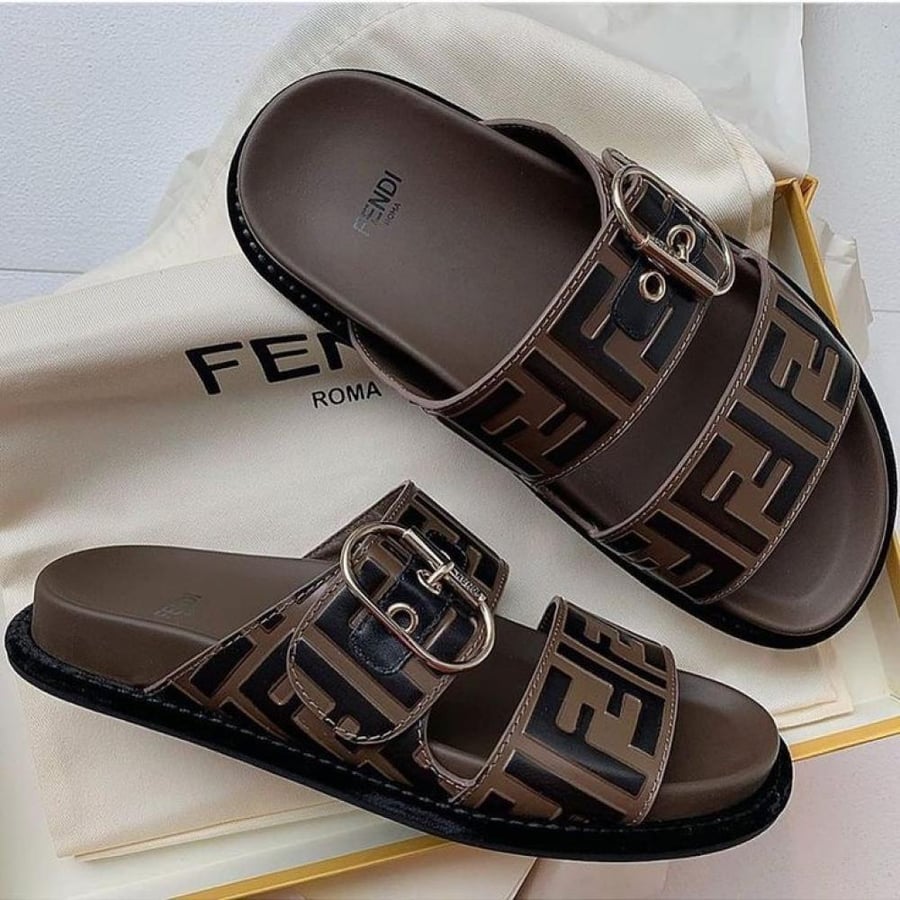 Fendi FF Logo Buckle Slide Sandals