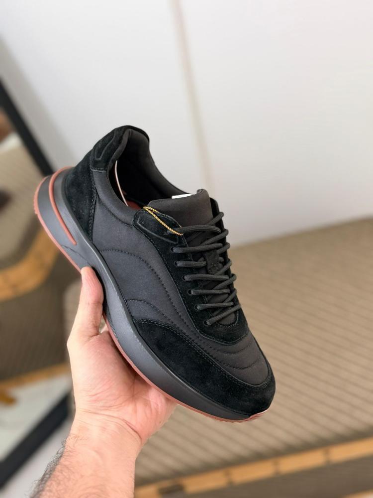 Loro Piana Black Suede Mix Sneakers