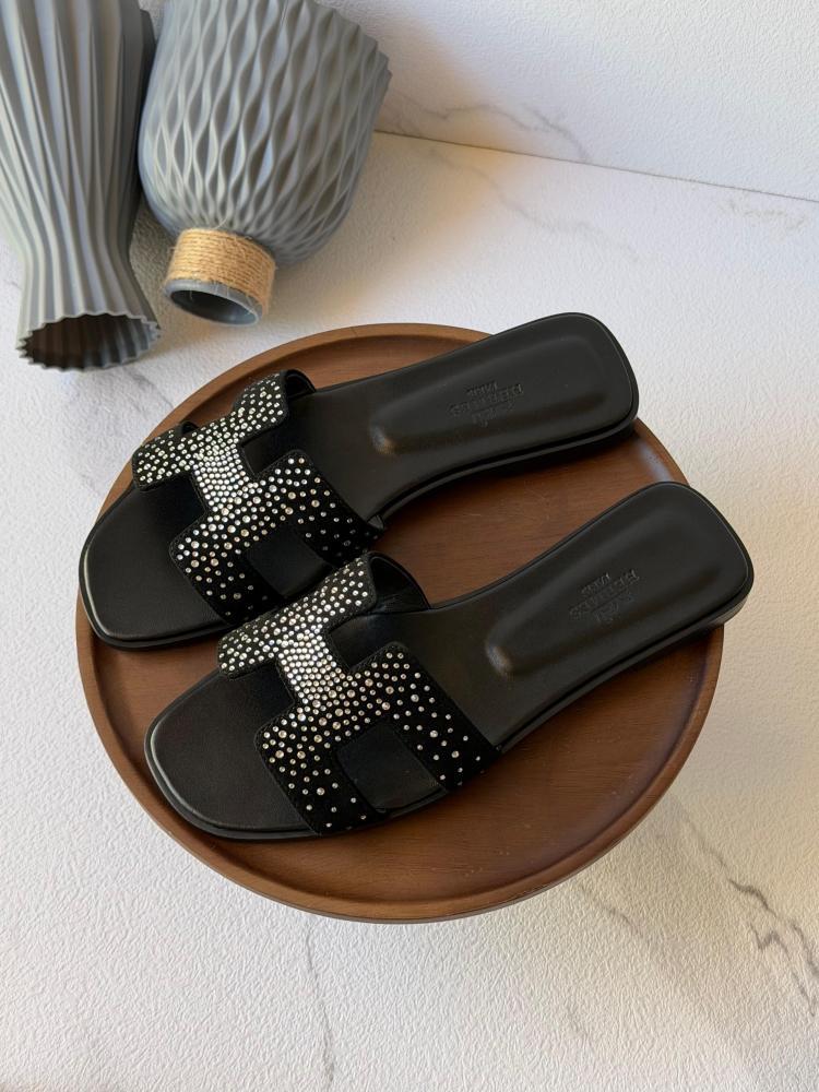 Hermes Crystal H Slippers