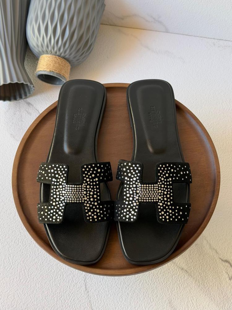 Hermes Crystal H Slippers