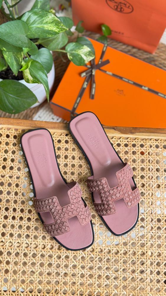 Hermes Woven H Slippers