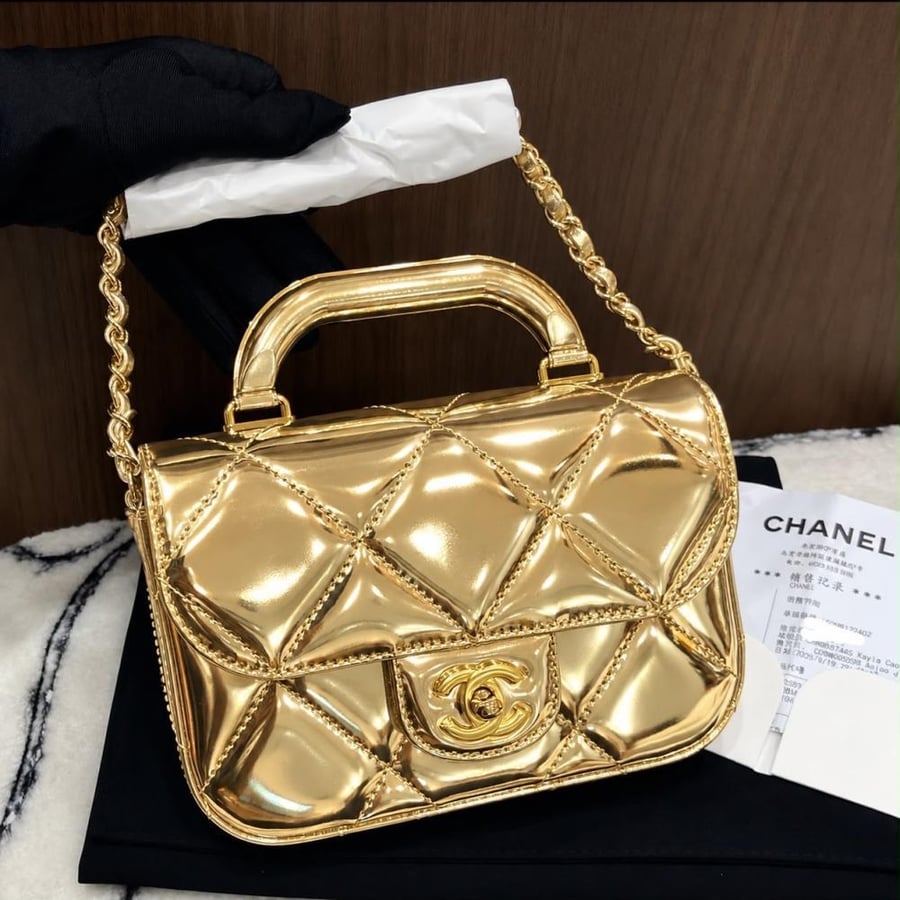 Chanel Mirror Quilted Top Handle Bag
