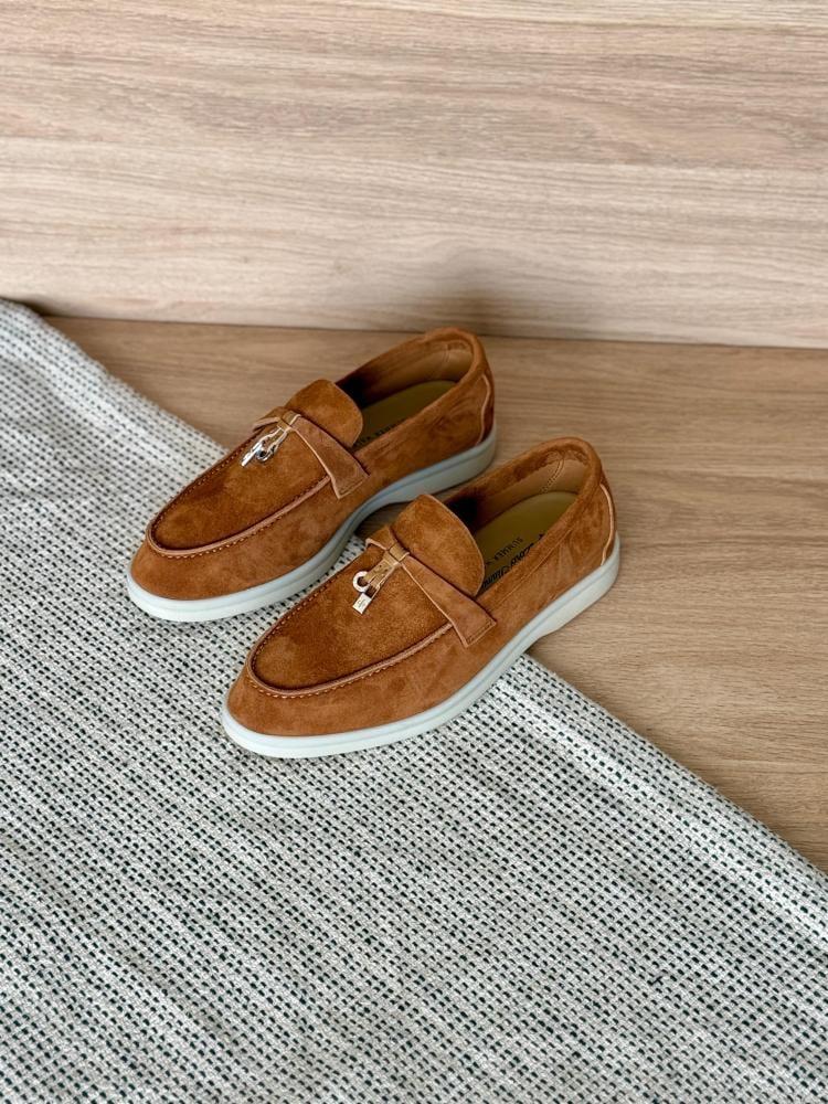 Loro Piana Summer Walk Suede Loafers – Caramel