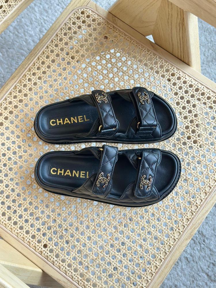 Chanel Quilted Slides Double Strap