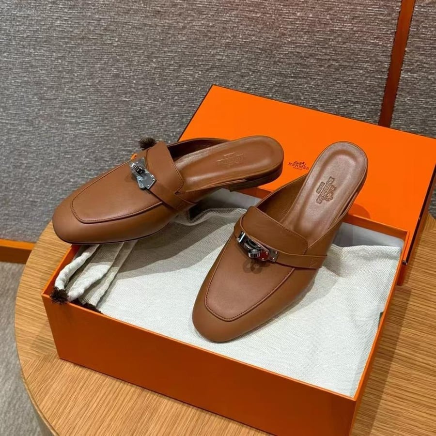 Hermes Nude Mules - Brown