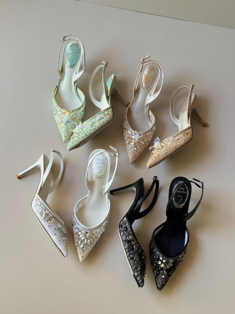 Rene Caovilla Crystal Slingback Heels