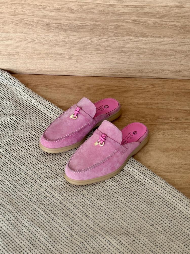 Loro Piana Suede Mules – Pink