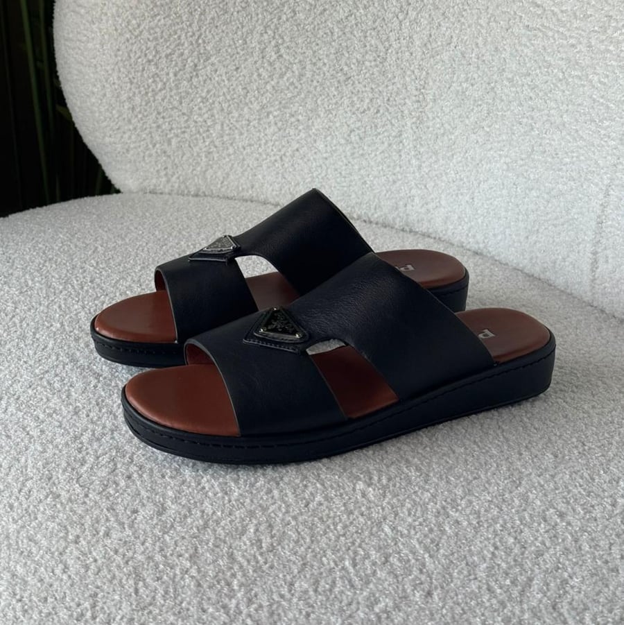 Prada Men's Leather Slide Sandals