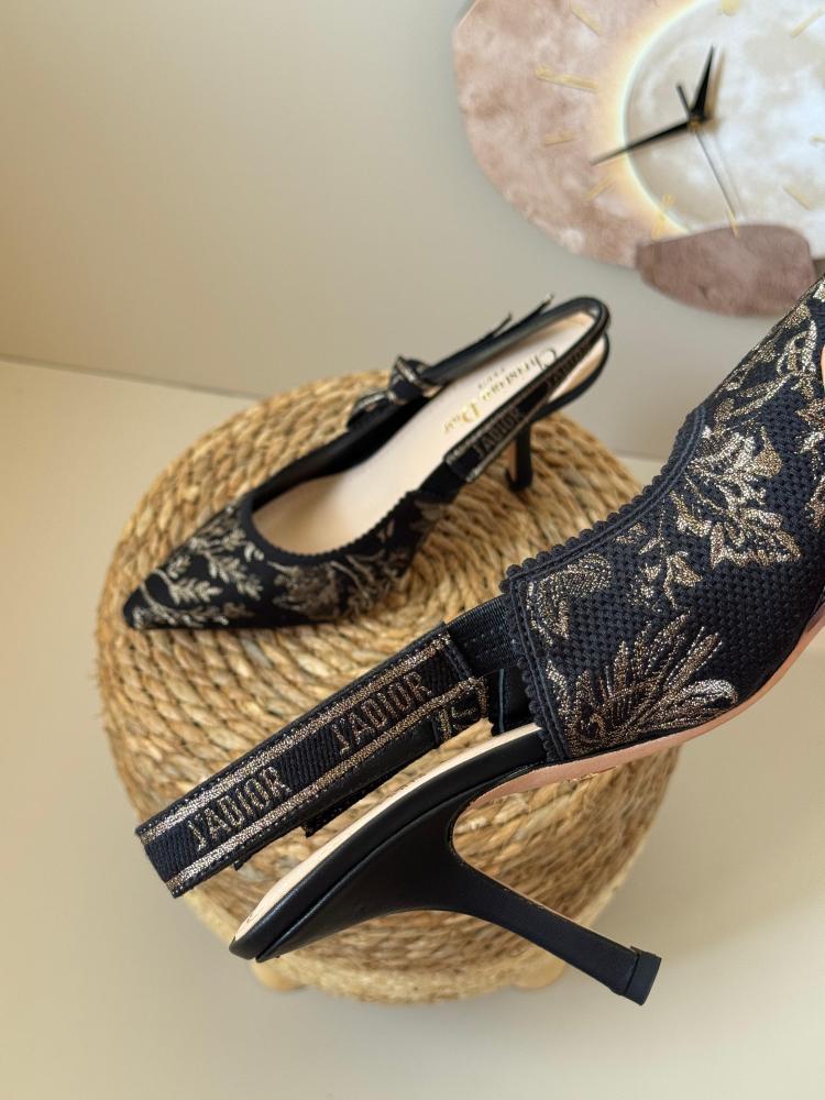 Dior Embroidered Slingback Heels