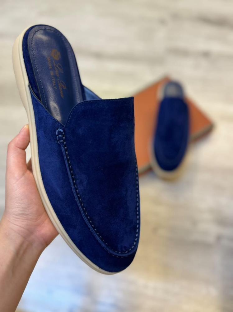 Loro Piana Suede Babouche  - Navy
